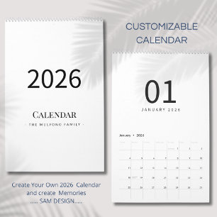 Calendrier Minimaliste Élégant 2026