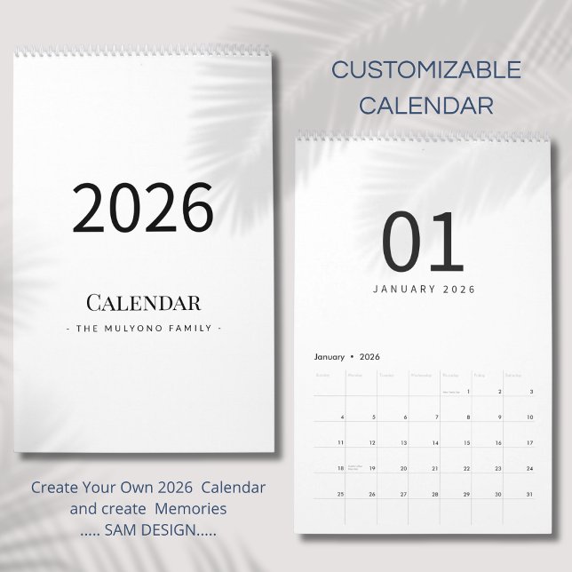 Calendrier Minimaliste Élégant 2026 (Créateur téléchargé)