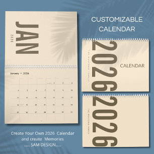 Calendrier Minimaliste Élégant 2026