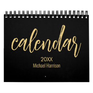 Calendrier Minimaliste Élégant 2026 – noir et or