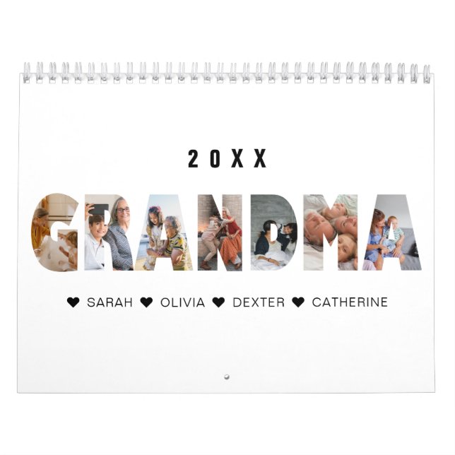Calendrier Minimaliste Grandma Photo Collage de so (Protection)