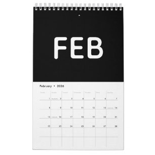 Calendrier Minimaliste Noir et Blanc Simple