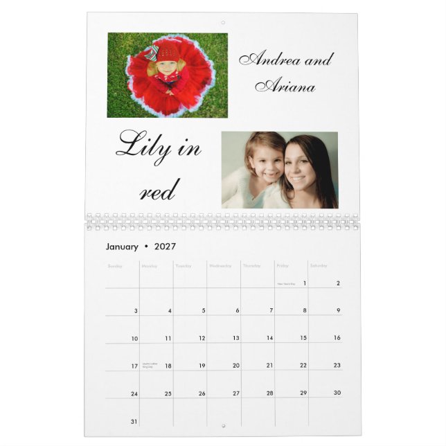 Calendrier modèle de la source 2011 (Jan 2027)