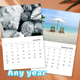 Calendrier Modèle de photo d'océan et de littoral pour la fam