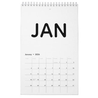 Calendrier Modern Black and White Minimalist 2026