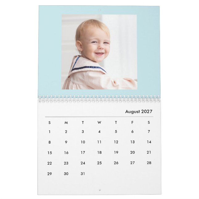 Calendrier Modern Blue Baby Boy Family Photo Calendar 2026 (Aug 2027)