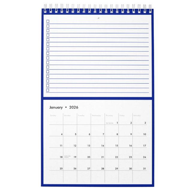 Calendrier Modern Business Logo Navy Blue To Do List (Jan 2026)