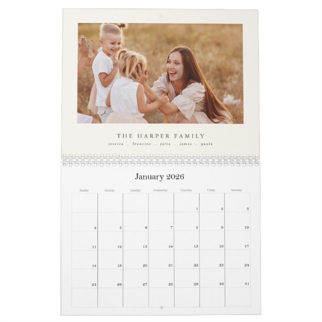 Calendrier Modern Custom Family Name Photo Calendar 2026 (Jan 2026)
