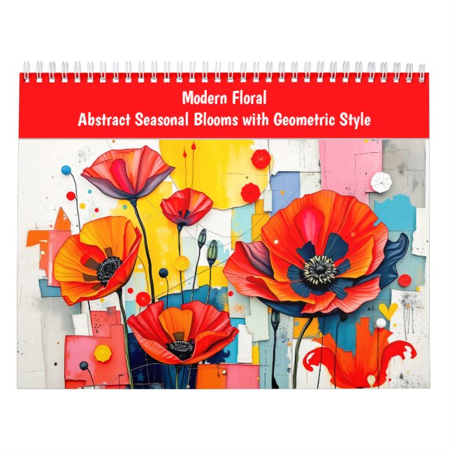 Calendrier Modern Floral Abstract Seasonal Blooms with Geomet (Protection)