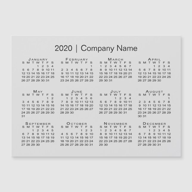 Calendrier Modern Grey 2020 avec nom de l'entrepri (Devant)