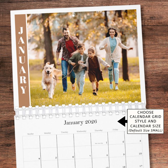 Calendrier Modern Minimal One Photo Per Month Terracotta (Créateur téléchargé)