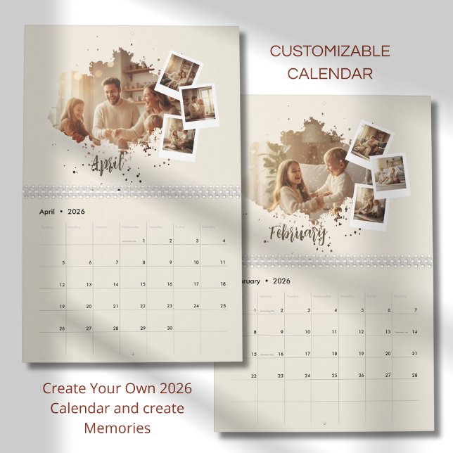 Calendrier Modern Minimalist Family Photo Calendar 2026 (Créateur téléchargé)