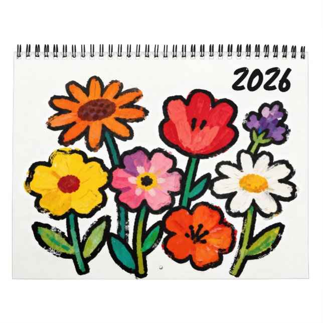 Calendrier Modern Naive Floral Art Calendar (Protection)