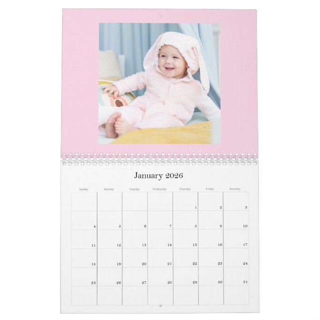 Calendrier Modern Pink Baby Girl Family Photo Calendar 2026 (Jan 2026)