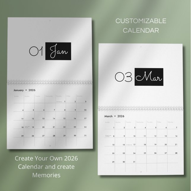 Calendrier Modern Simple Elegant 2026 Calendar (Créateur téléchargé)