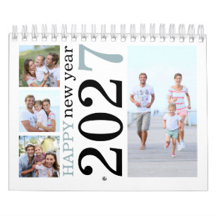 Calendrier Moderne 17 Photos Typographie Gras 2027