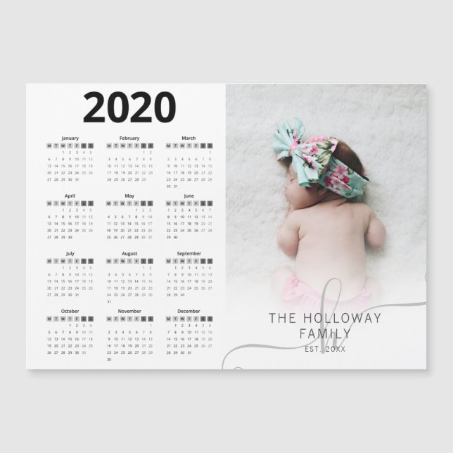 Calendrier moderne 2020 photo typographie de famil (Devant)