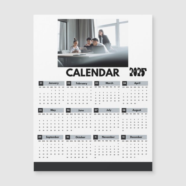    Calendrier Moderne 2025 Société Photo Aimant (Devant)
