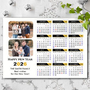 Calendrier moderne 2026 2 Photo Black Gold Magnéti