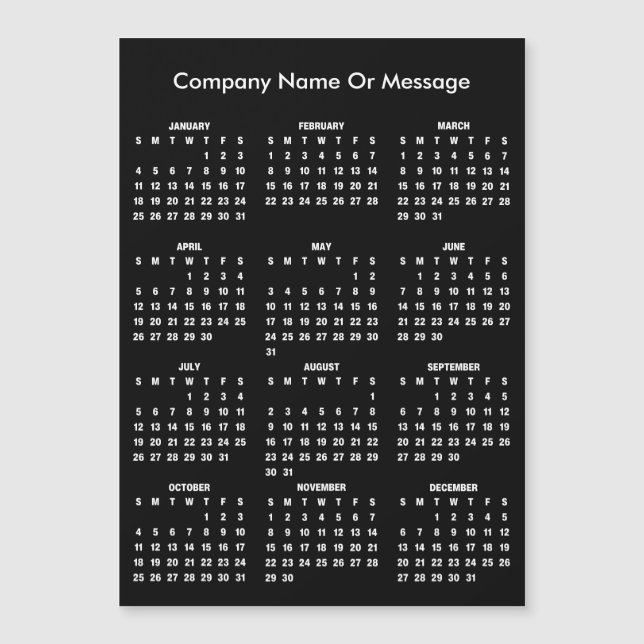Calendrier Moderne 2026 Aimant Nom de l'Entreprise (Devant)