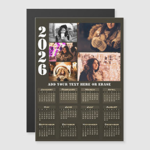 Calendrier Moderne 2026 Carte Aimantée Collage de