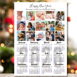 Calendrier moderne 2026 Famille Photo Collage Magn