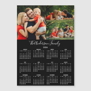 Calendrier moderne 2026 Magnet 3 Collage Photo
