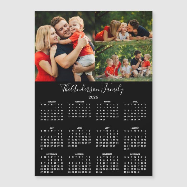 Calendrier moderne 2026 Magnet 3 Collage Photo (Devant)