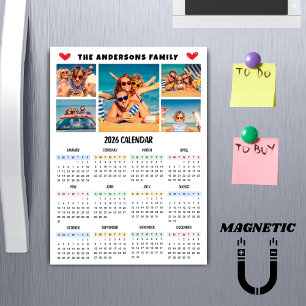 Calendrier moderne 2026 Magnet Collage Photo Perso
