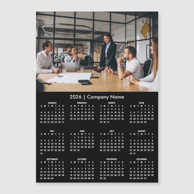 Calendrier Moderne 2026 Société Nom Photo Aimant (Devant)