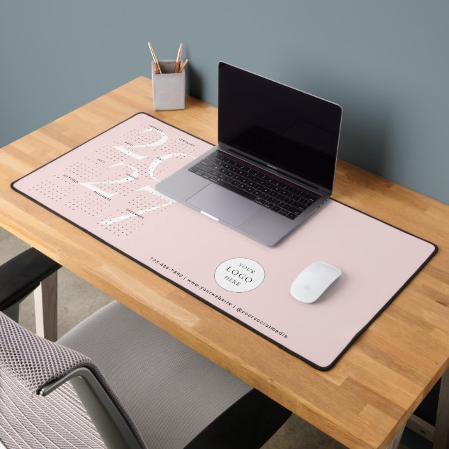 Calendrier Moderne 2027 Logo Entreprise Rose Pâle (Bureau 2)