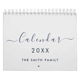 Calendrier Moderne Chic Bleu Brume 2027 Typographie Nom de Fa