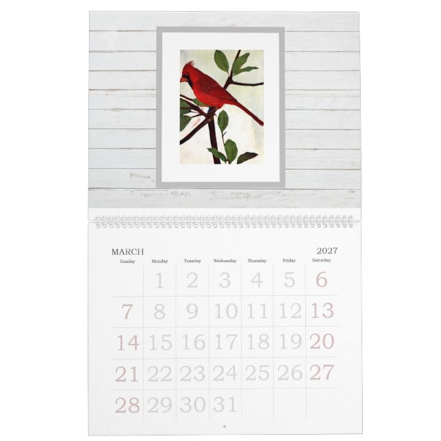Calendrier Moderne Chic Design Aquarelle Birds (Mar 2027)