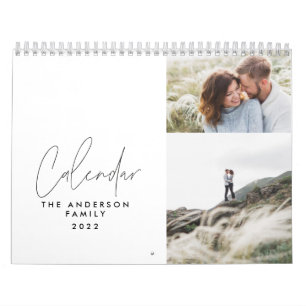 Calendrier Moderne minimaliste noir blanc 3 photo famille chi