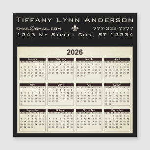 Calendrier moderne simple Noir et ivoire Beige