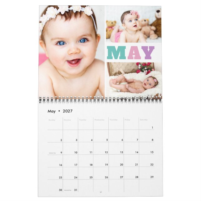 Calendrier Mois coloré Abréviations Photo Collage (Mai 2027)