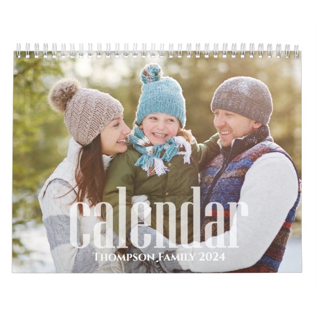 Calendrier Mois photo simples Style de typographie minimalist (Protection)