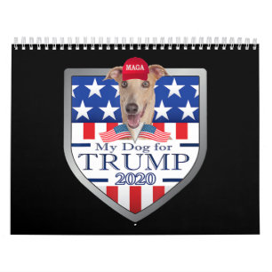 Calendrier Mon chien Trump 2020 Greyhound portant des lunette