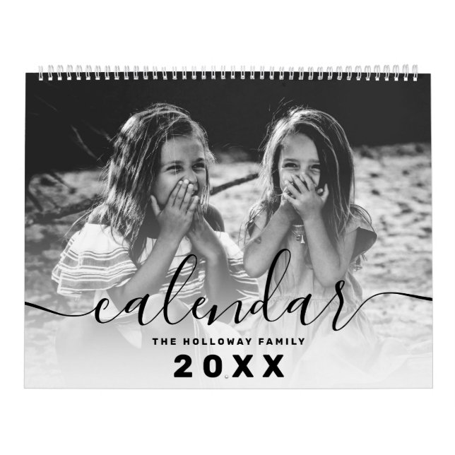 Calendrier monogramme noir votre famille 26 photo collage gri (Protection)