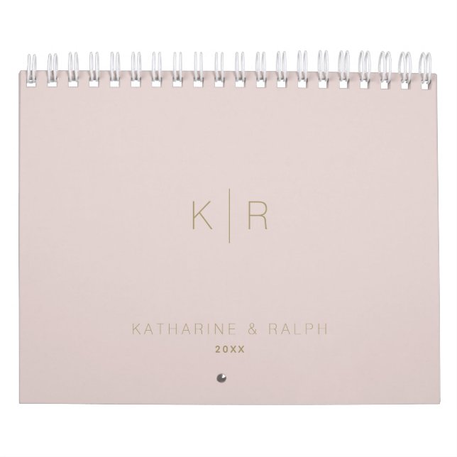 Calendrier Monogramme rose beige minimaliste photo nouvelleme (Protection)