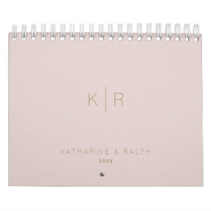 Calendrier Monogramme rose beige minimaliste photo nouvelleme