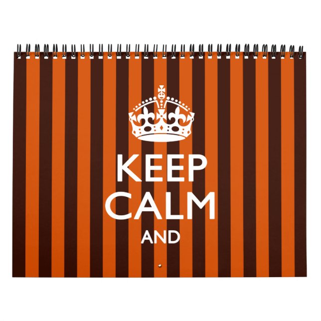 Calendrier Monthly 2025 Orange KEEP CALM et votre texte (Protection)