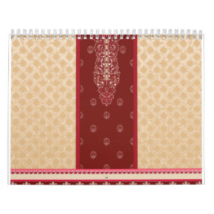 Calendrier moquette rouge et beige avec bordure rouge
