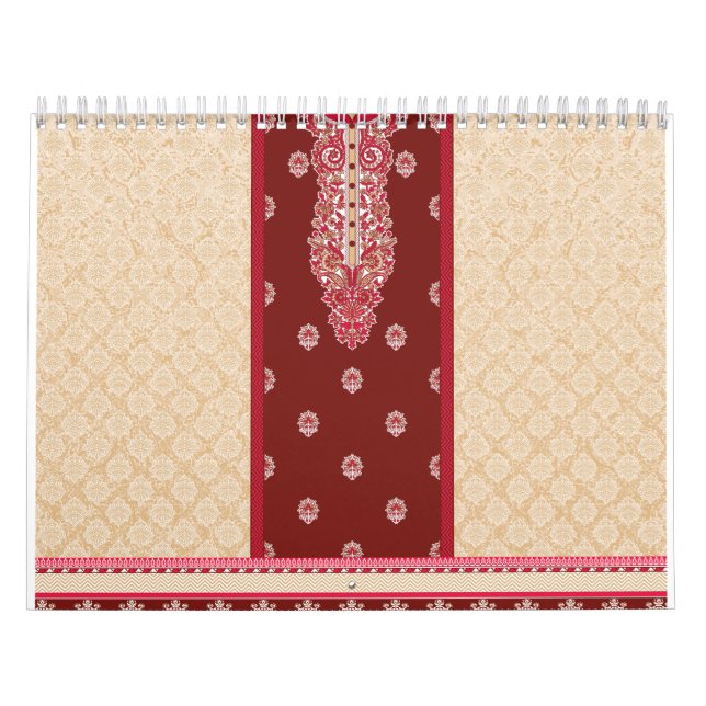 Calendrier moquette rouge et beige avec bordure rouge (Protection)