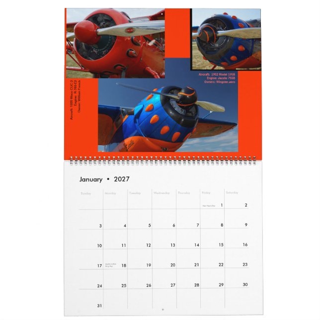 Calendrier Moteurs d'aéronefs anciens Énorme 2015 (Jan 2027)