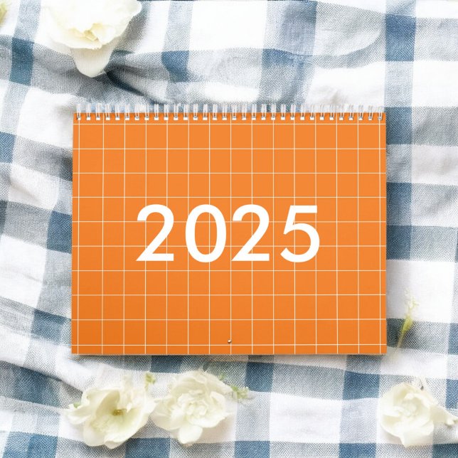 Calendrier Motif À damiers orange Plaid (Créateur téléchargé)