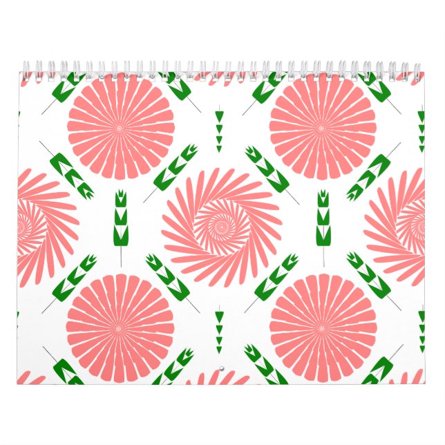Calendrier  motif à fleurs roses  (Protection)