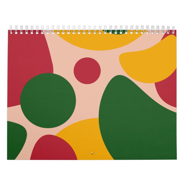 Calendrier Motif Abstrait Rétro Géométrique Gras  (Protection)