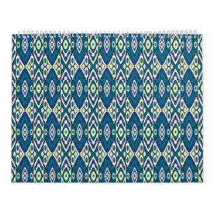 Calendrier motif bleu et vert avec un arrière - plan blanc