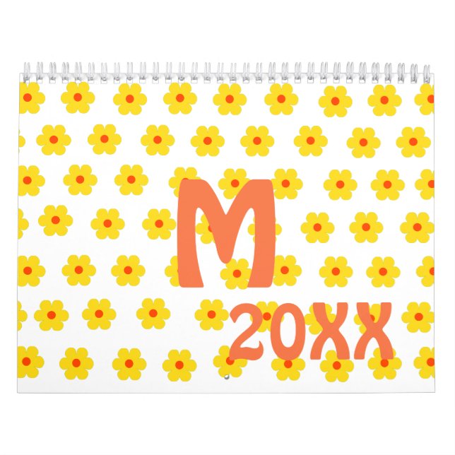Calendrier Motif botanique fleuri jaune (Protection)